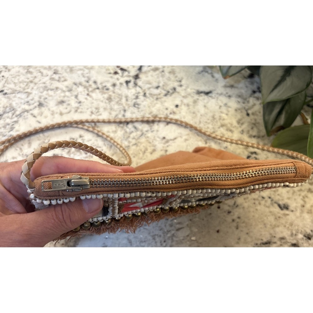 Revolve Riyaz Shashi Tribal Beaded Mirror‎ Fringe Crossbody Shoulder Bag Boho - Picture 8 of 16